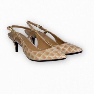 Calvin Klein Womens Patsi Slingback Heel Copper Patent Leather Crocodile Mid 8.5